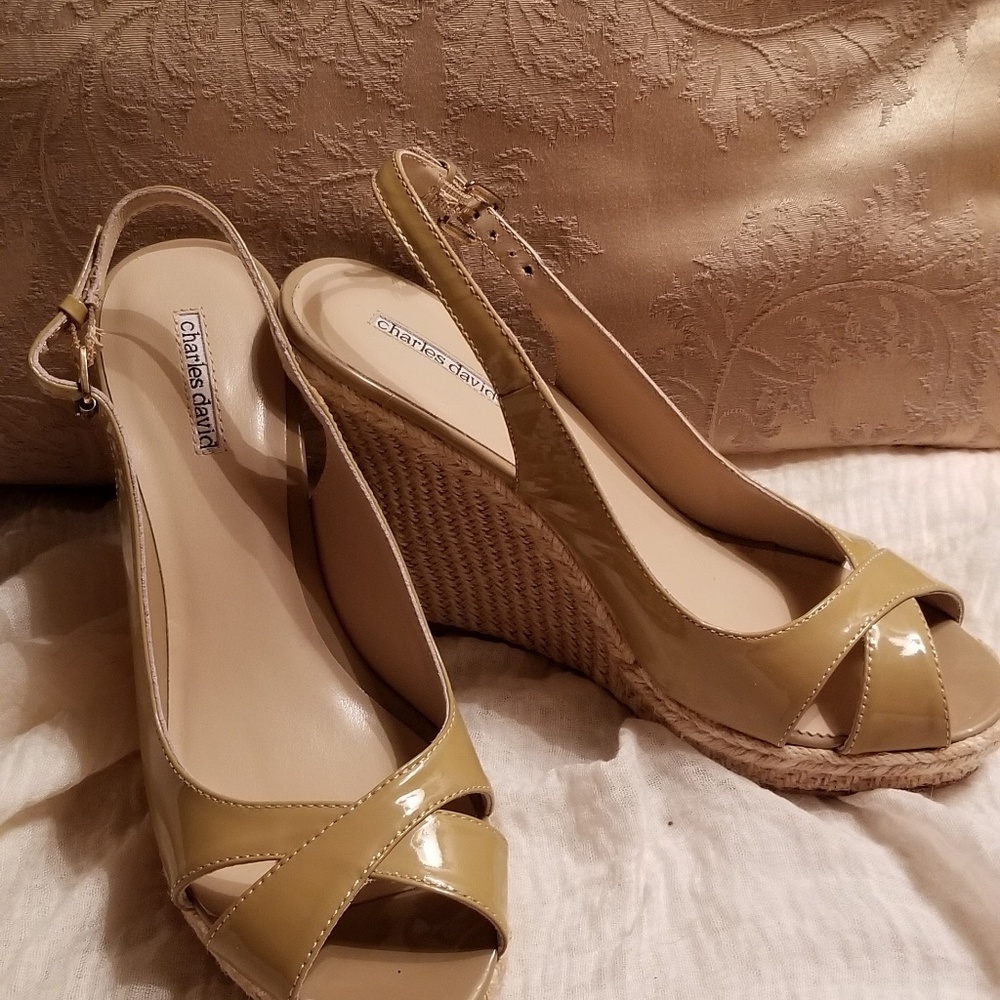 Charles David Patent Leather Wedge Shoes